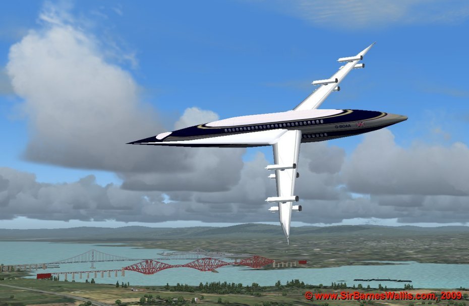 This double-decked Swallow airliner shows the wings in the landing configuration